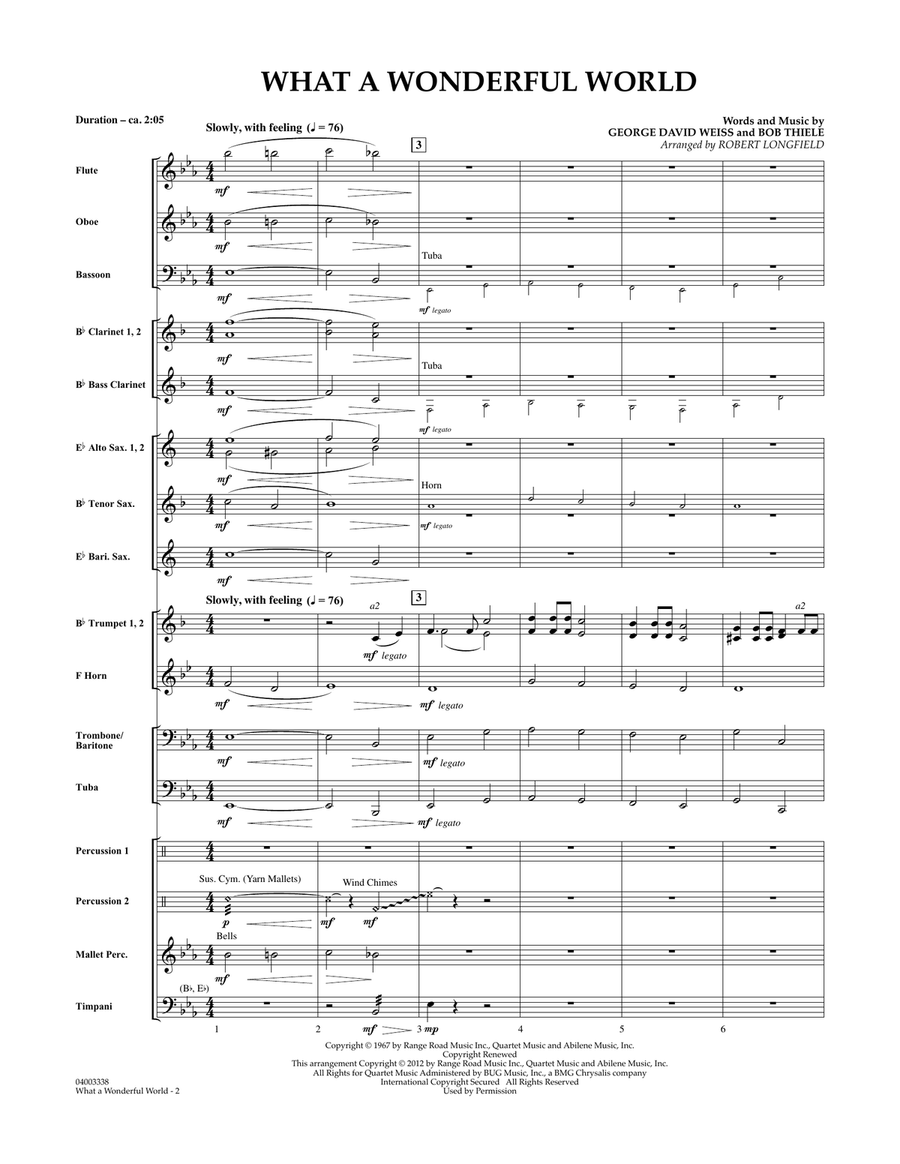 What A Wonderful World - Full Score Concert Band scores gallery preview page 2