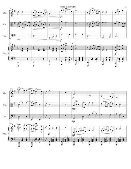 Ernesto De Curtis - Torna a Surriento (Come back to Sorrento) arr. for piano quartet