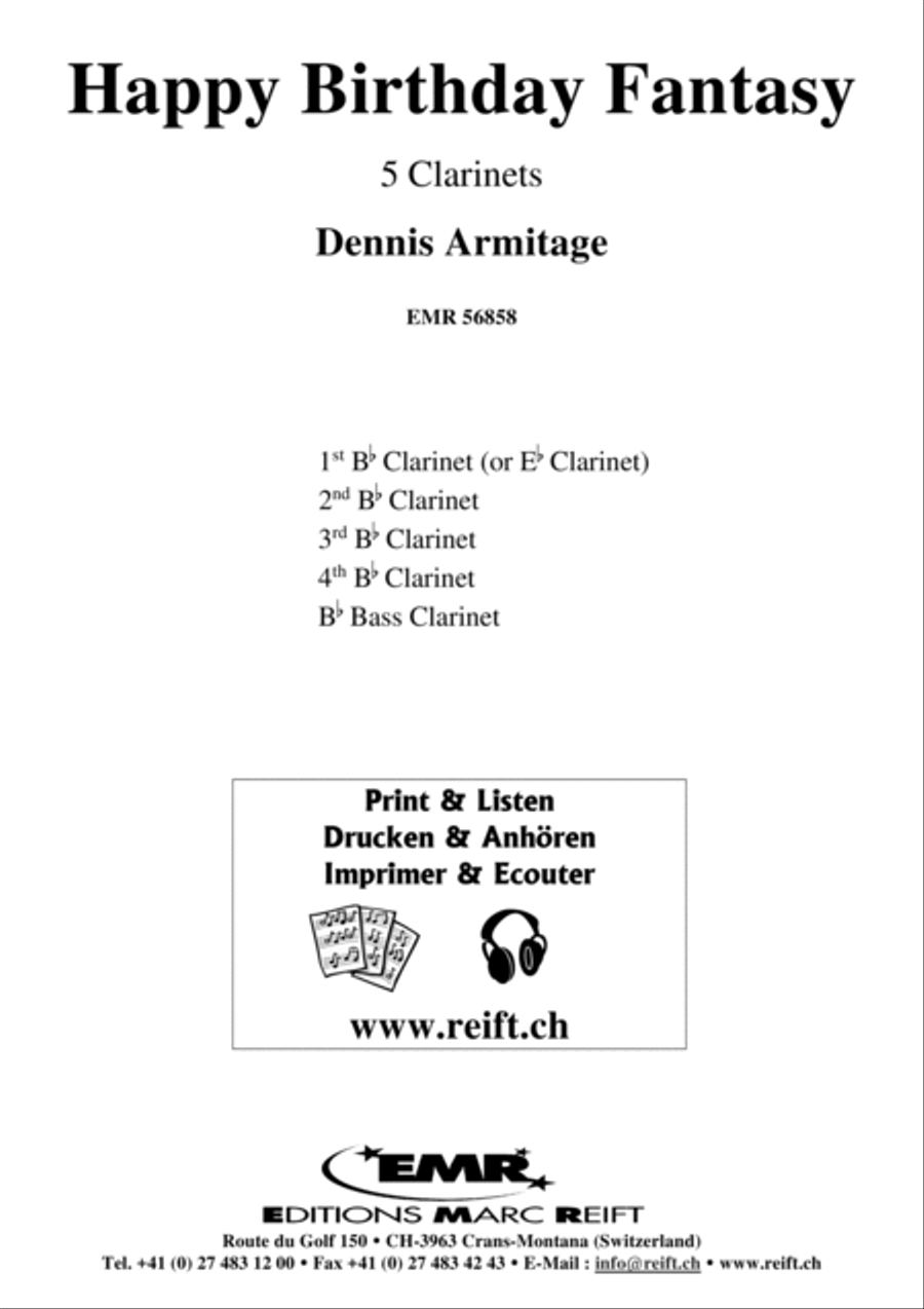 Happy Birthday Fantasy Clarinet Quintet scores gallery preview page 2