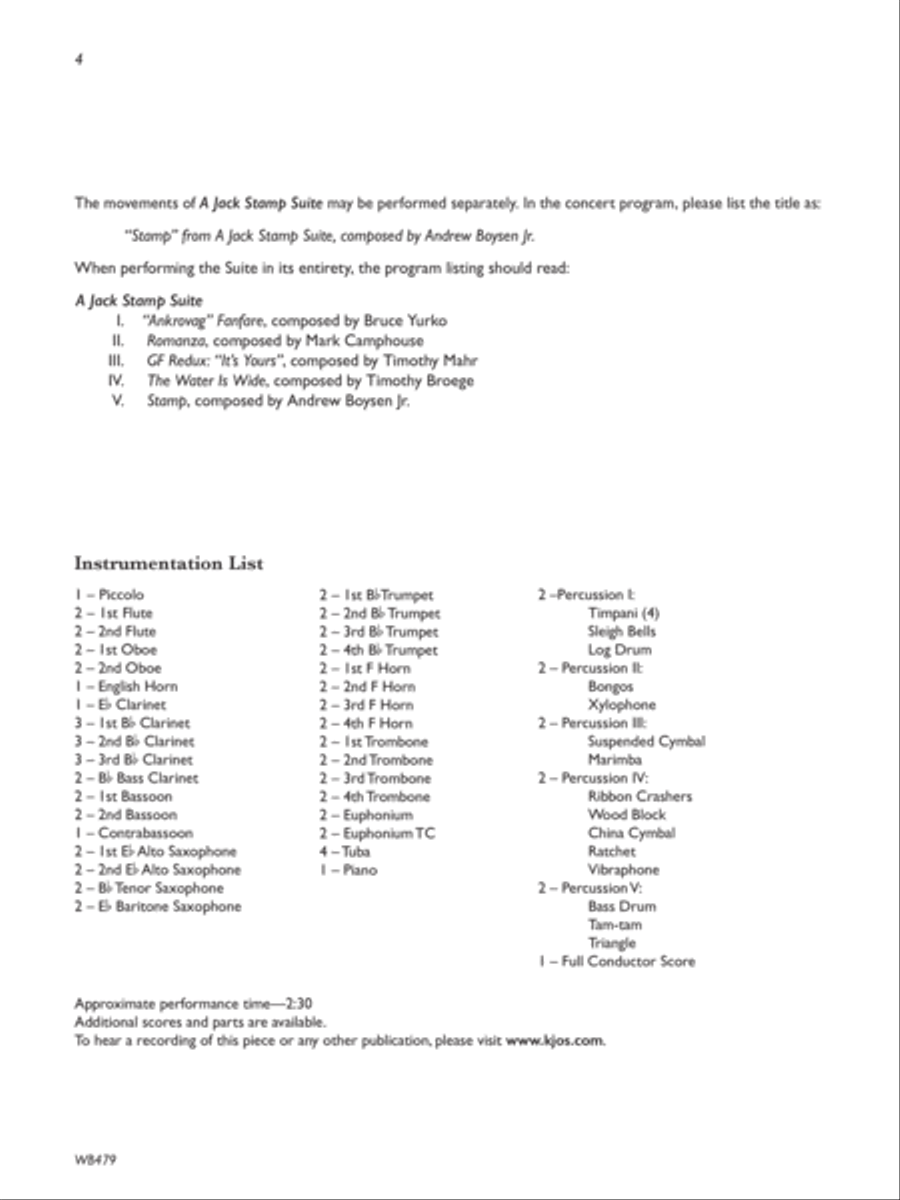 A Jack Stamp Suite: Movement 5: Stamp Concert Band scores gallery preview page 2