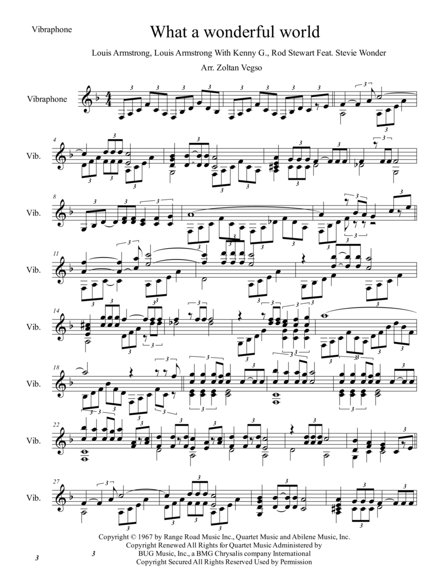 What A Wonderful World Vibraphone scores gallery preview page 1