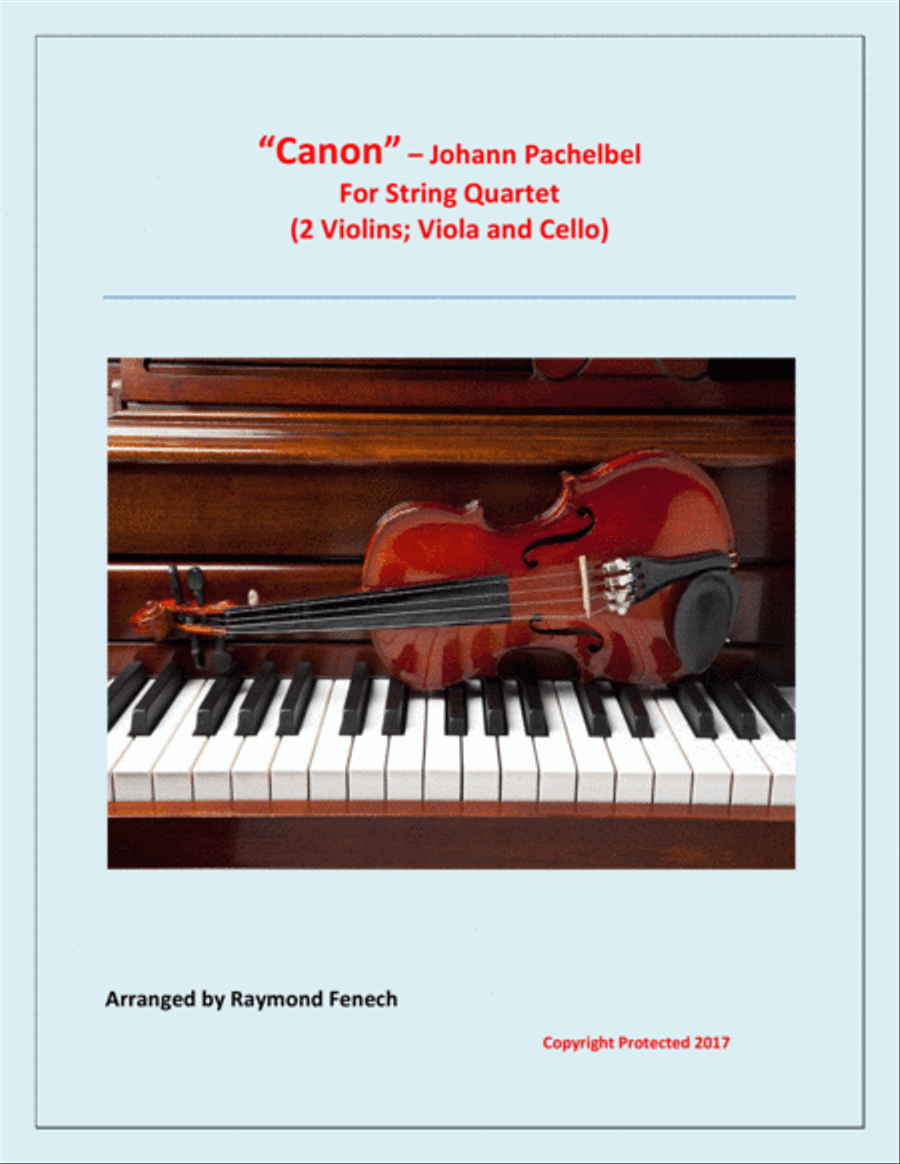 Canon - J.Pachelbel (1653 -1706) - For Strings Quartet (2 Violins; Viola and Violoncello ) String Quartet scores gallery preview page 1