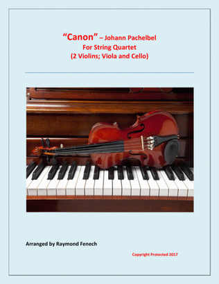 Book cover for Canon - J.Pachelbel (1653 -1706) - For Strings Quartet (2 Violins; Viola and Violoncello )