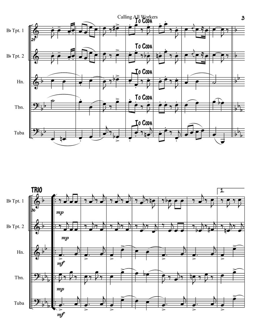 Calling All Workers Calling All Workers Brass Ensemble scores gallery preview page 3