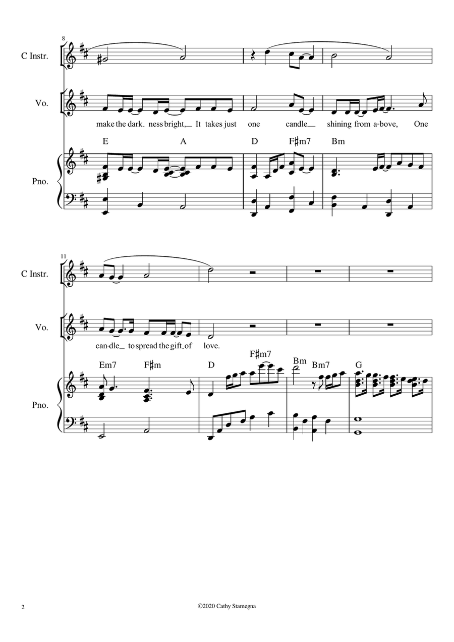 Just One Candle (Vocal Solo, Chords, Piano Accompaniment, Optional C Instrument) Just One Candle (Vocal Solo, Chords, Piano Accompaniment, Optional C Instrument) Large Ensemble scores gallery preview page 3