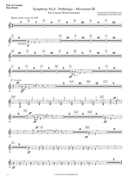 Symphony No.6 Pathetique Movement III [Parts] Percussions(Timpani,Cymbal,B-Drum,Xylophone,Marimba)