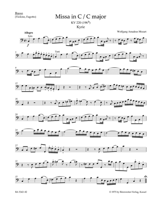 Missa C major, KV 220 (196b) 'Sparrow Mass'
