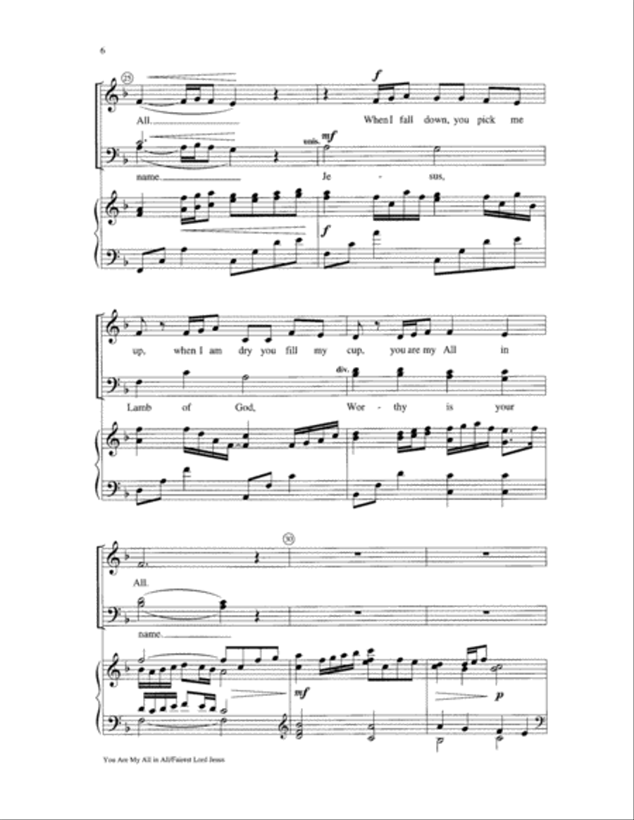 You Are My All in All/Fairest Lord Jesus 4-Part scores gallery preview page 6