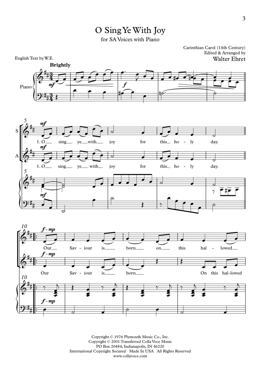 O Sing Ye With Joy SA scores gallery preview page 1
