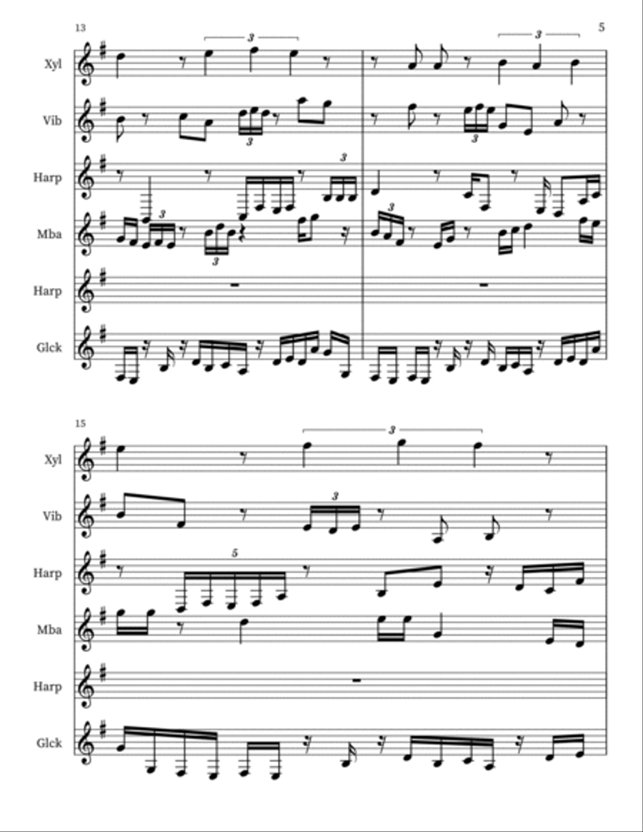 Form 'R' for Hrpschrd, Pitched Prcssn Small Ensemble scores gallery preview page 5