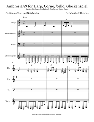 Ambrosia 89 for Harp, Corno, 'cello, Glockenspiel