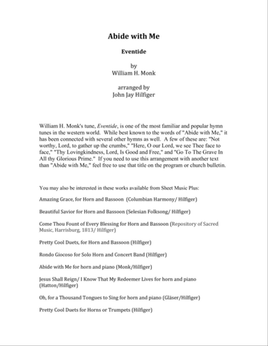 Abide with Me for Horn and Bassoon Abide with Me for Horn and Bassoon Woodwind Duet scores gallery preview page 2