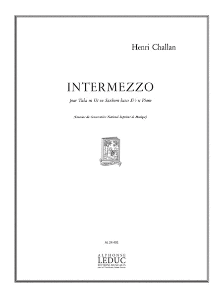 Challan H. Intermezzo Tuba Or Saxhorn Basse Eb & Piano Book