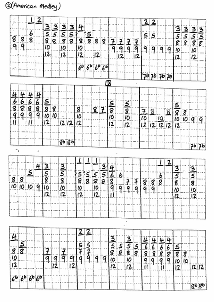 An American Medley for 1+1/2 octave handbells Numerical Notation