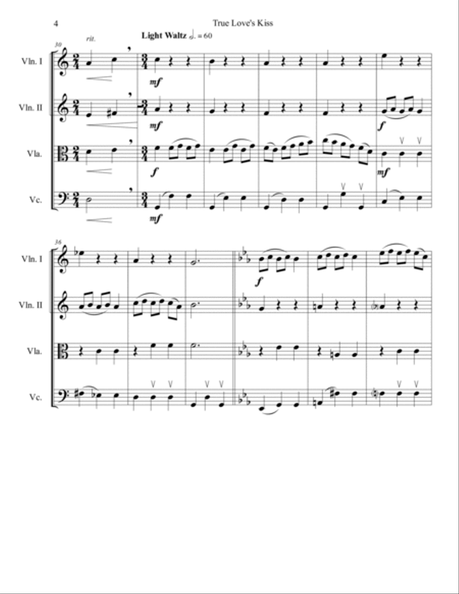 True Love's Kiss True Love's Kiss String Quartet scores gallery preview page 5