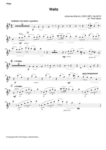Waltz Op. 39 No. 15 (Wind Quintet)