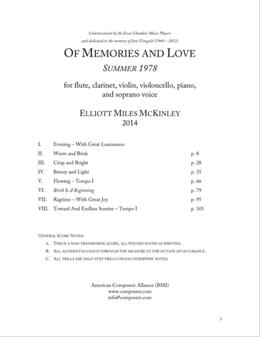 [McKinley] Of Memories and Love: Summer 1978 Large Ensemble scores gallery preview page 3