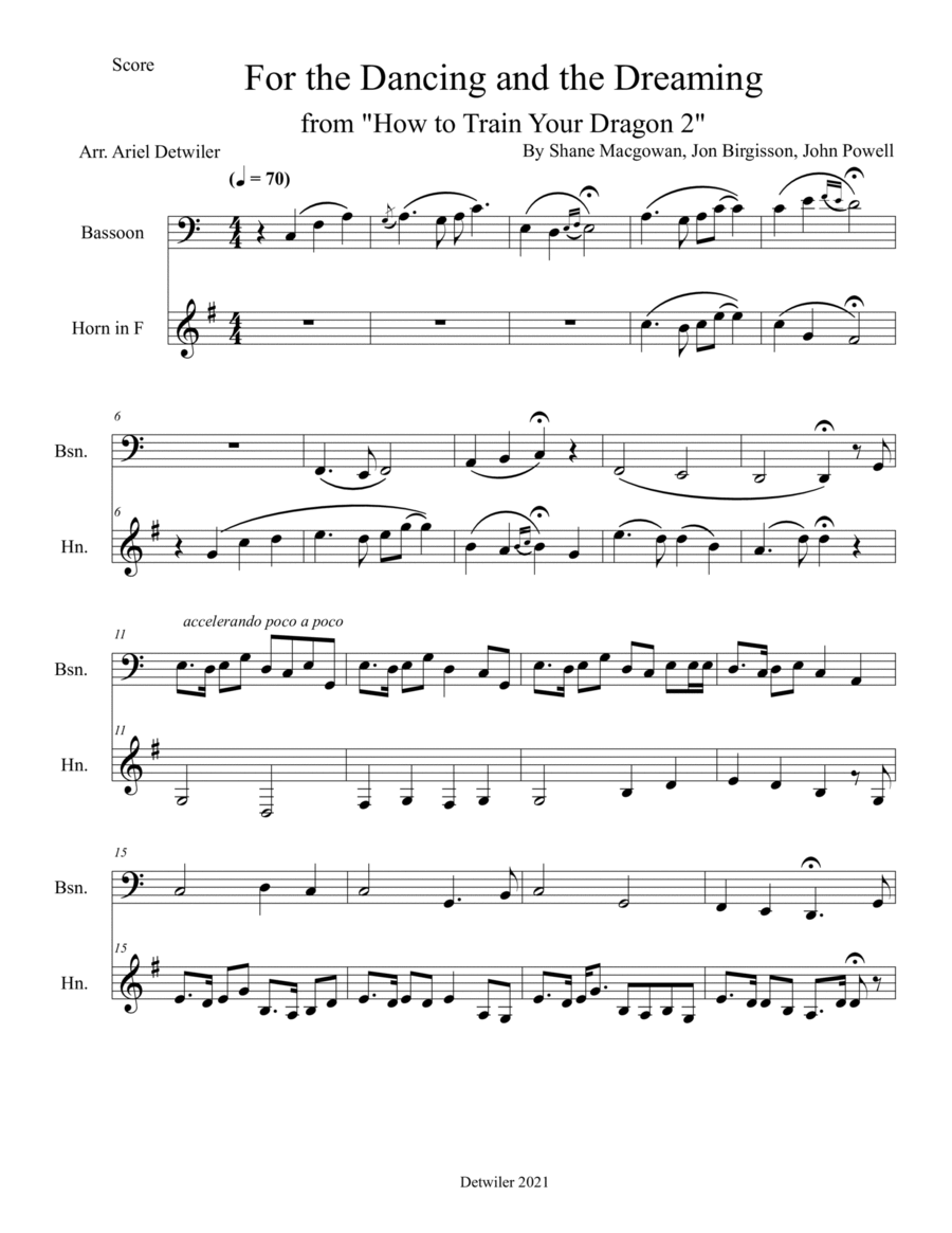 For The Dancing And The Dreaming Woodwind Duet scores gallery preview page 1