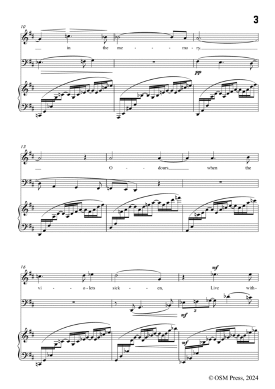 Frank Bridge-Music when soft voices die,in D Major,for Voice,Cello and Piano Small Ensemble scores gallery preview page 3