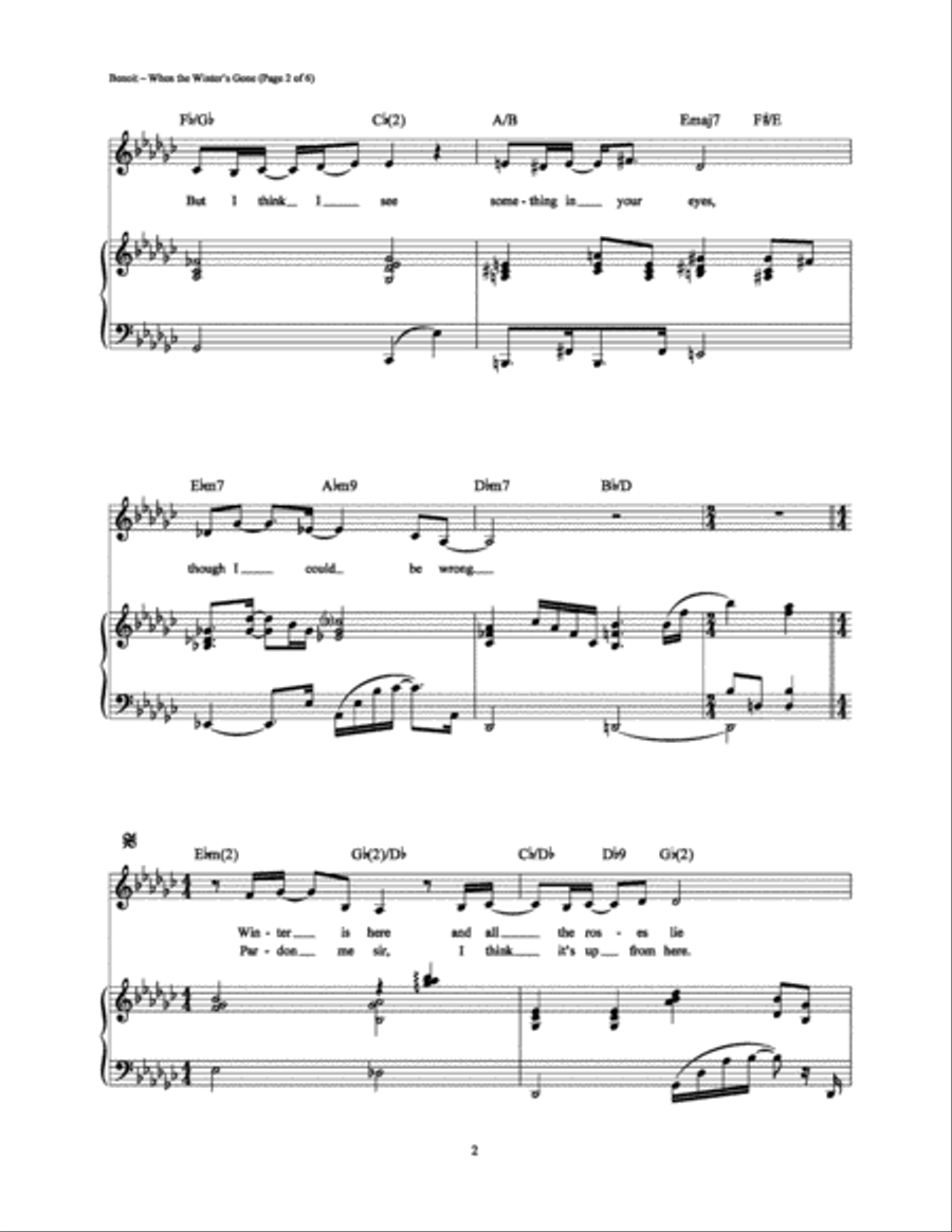 When the Winter's Gone (Song For A Stranger) Piano, Vocal, Guitar scores gallery preview page 2