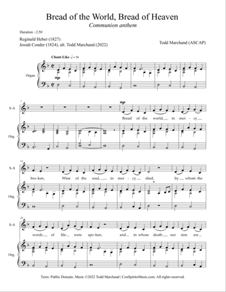Bread of the World, Bread of Heaven — SAB voices, organ 3-Part scores gallery preview page 2