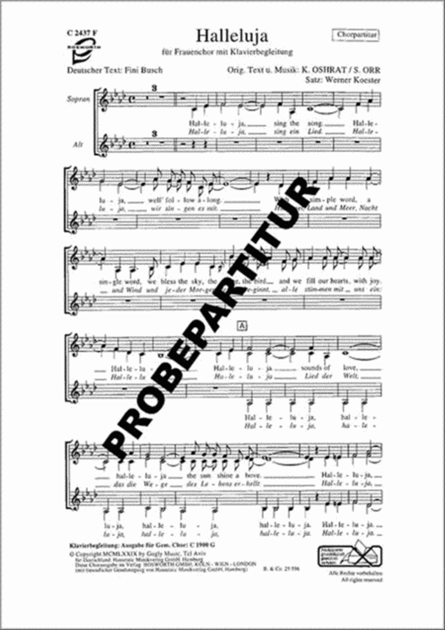 Halleluja Women's Choir scores gallery preview page 1