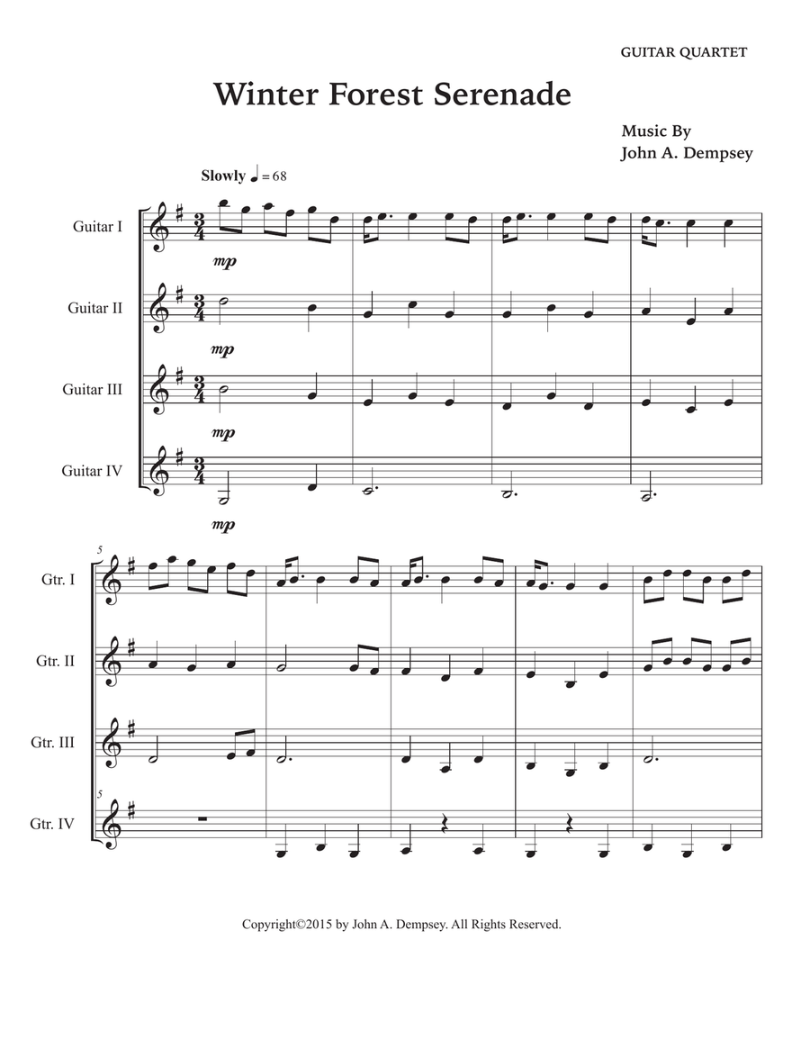 Winter Forest Serenade (Guitar Quartet) Guitar Ensemble scores gallery preview page 5