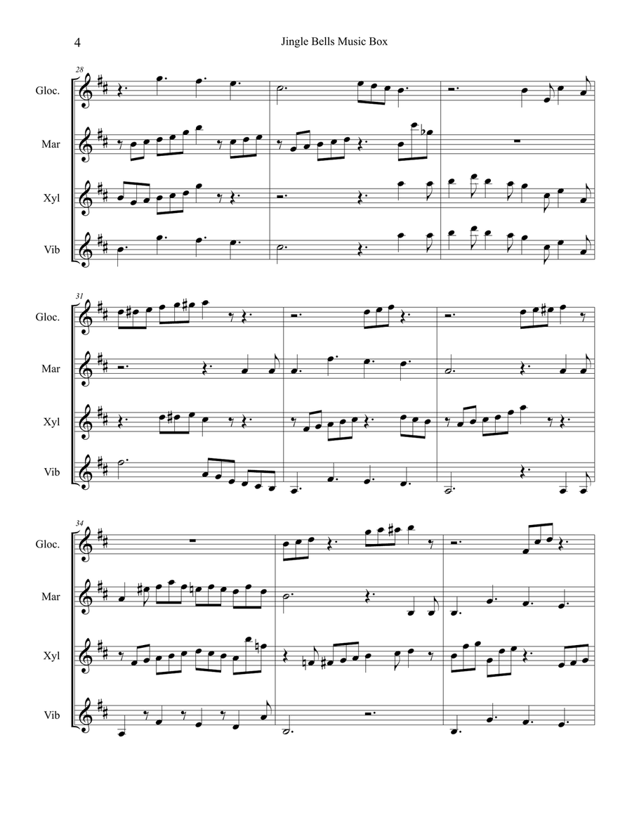 Jingle Bells Music Box (Percussion Ensemble) Percussion Ensemble scores gallery preview page 4