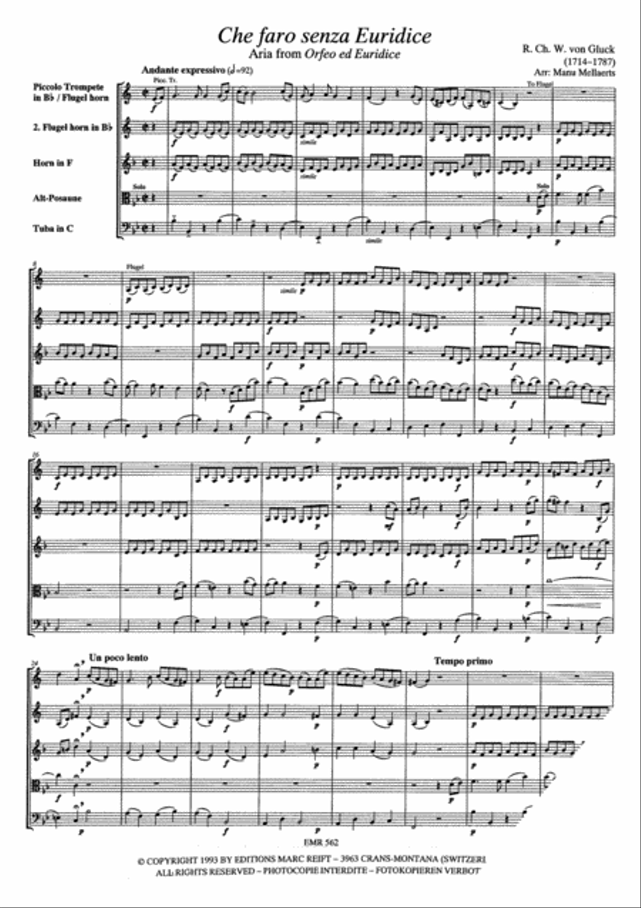 Che faro senza Euridice Brass Quintet scores gallery preview page 4
