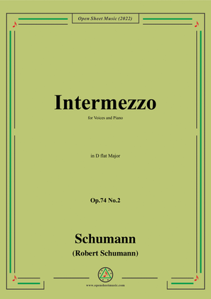 Book cover for Schumann-Intermezzo,Op.74 No.2,in D flat Major