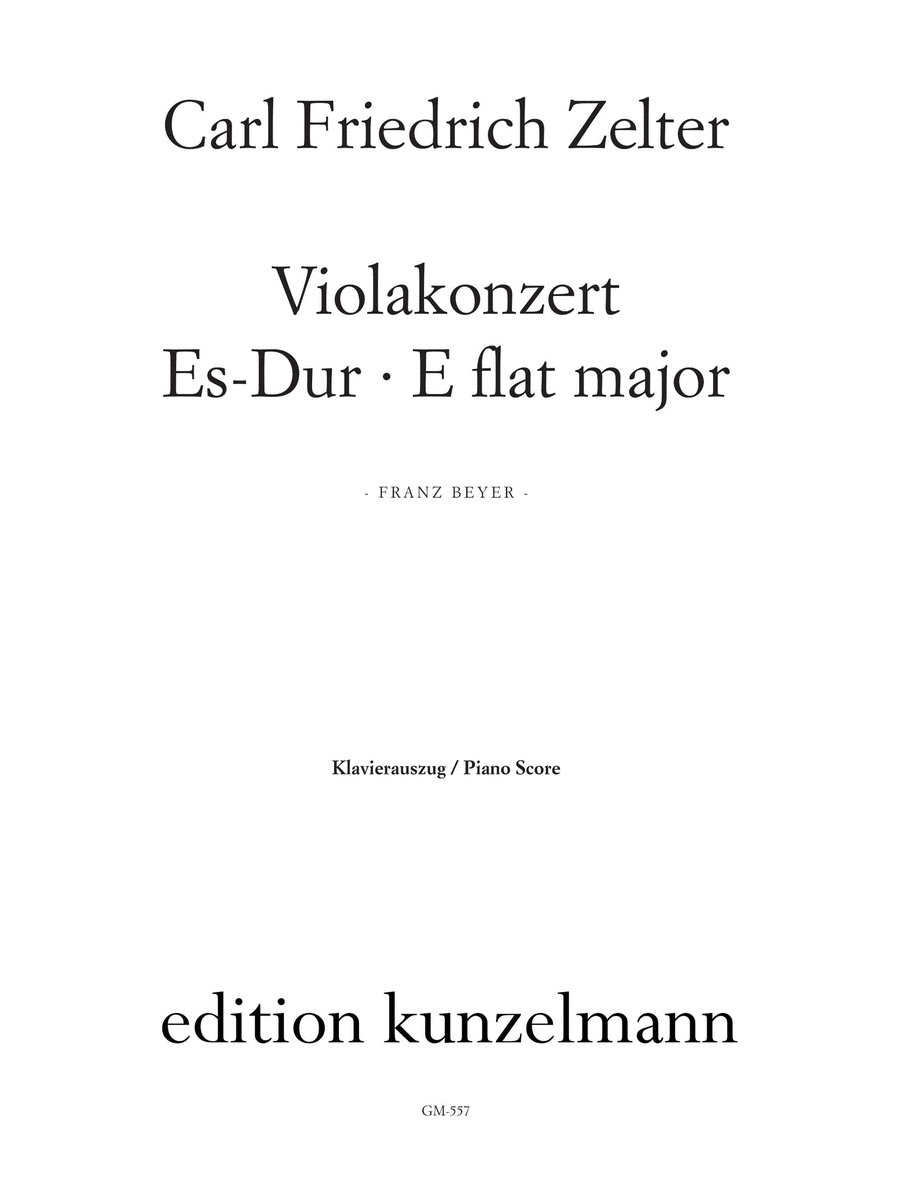 Carl Friedrich Zelter: Viola Concerto in Eb Major