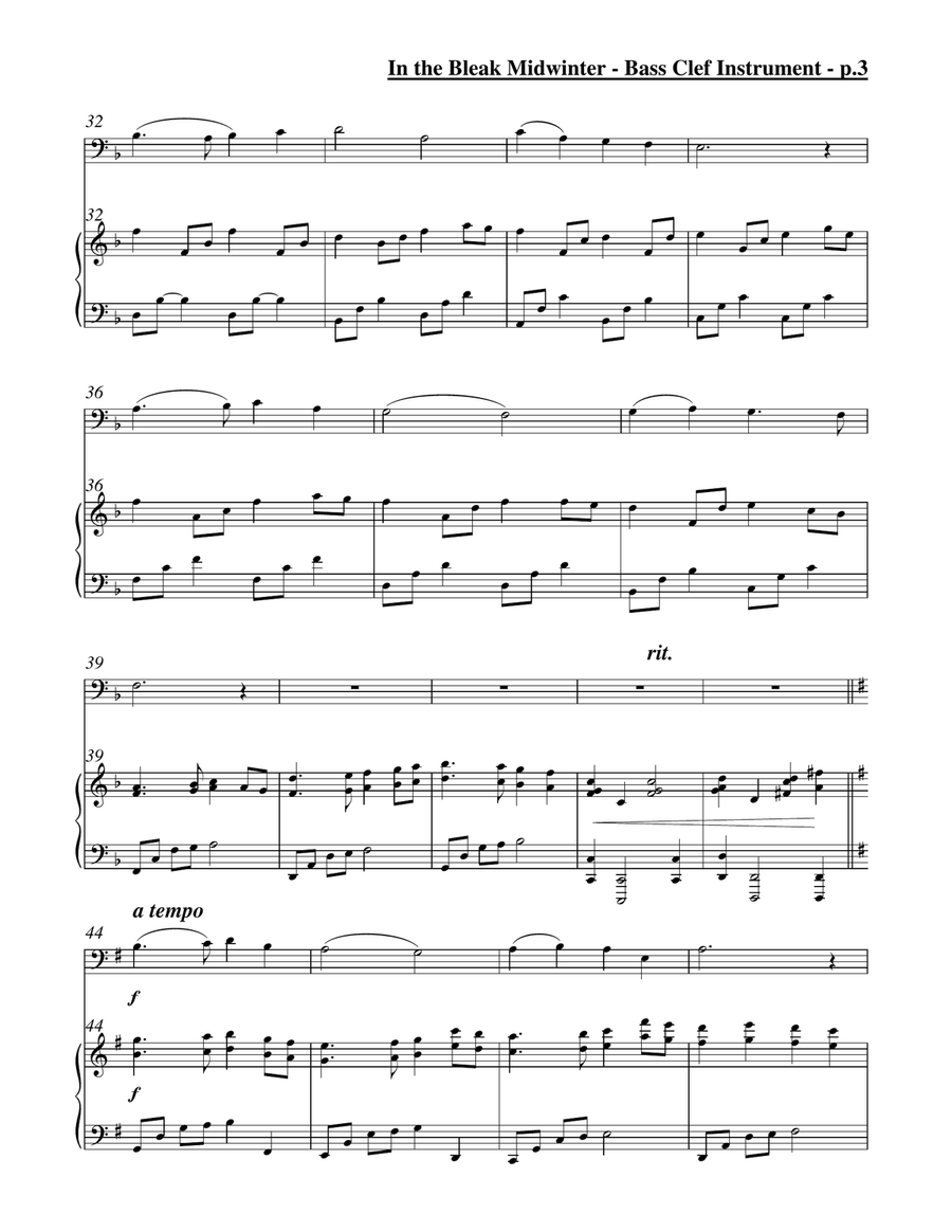 In the Bleak Midwinter (Solo Euphonium & Piano) Euphonium scores gallery preview page 4