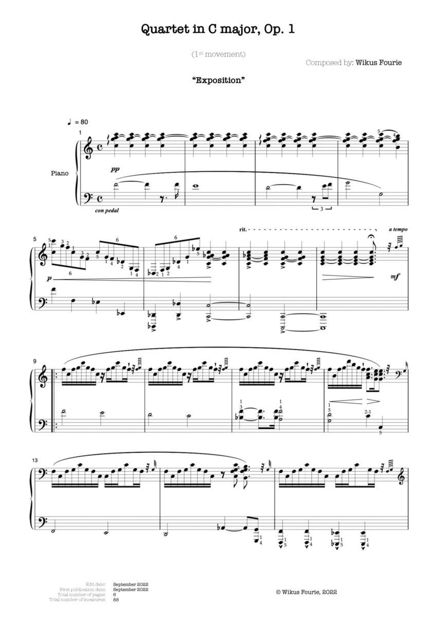 Quartet in C major, Op. 1 (1st movement "Exposition") image number null