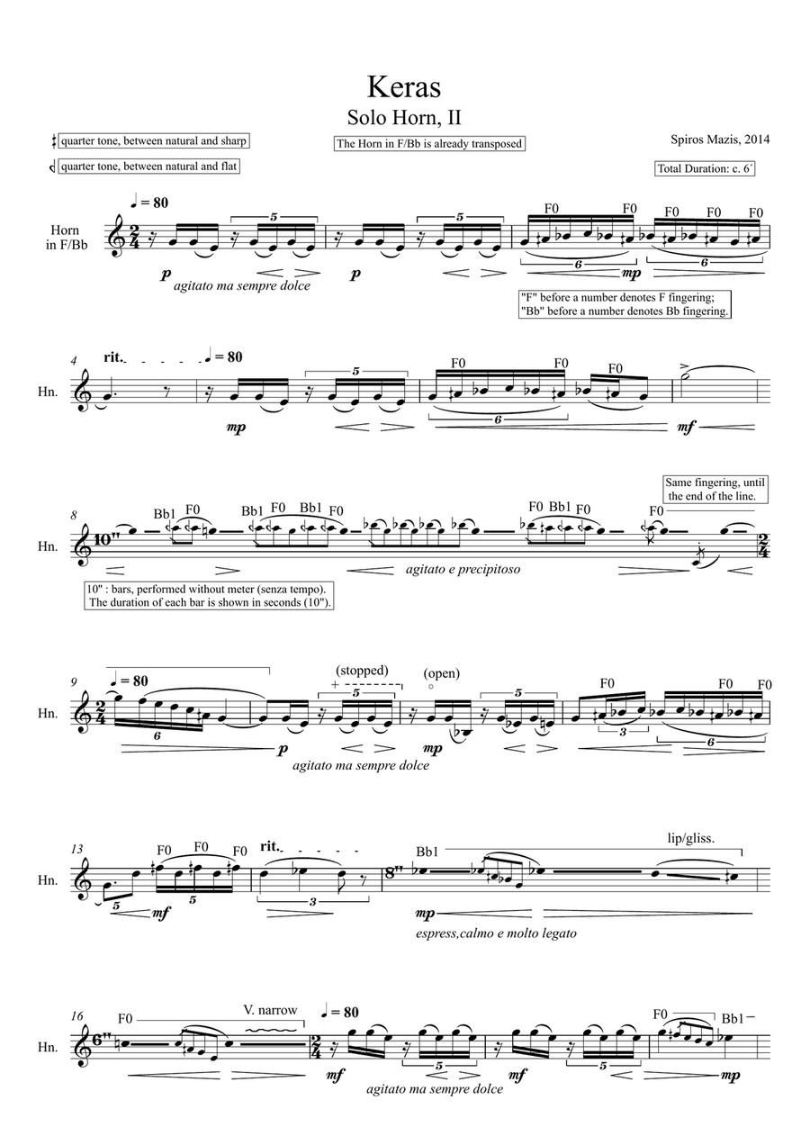 Keras, solo Horn F/Bb Horn Solo scores gallery preview page 4