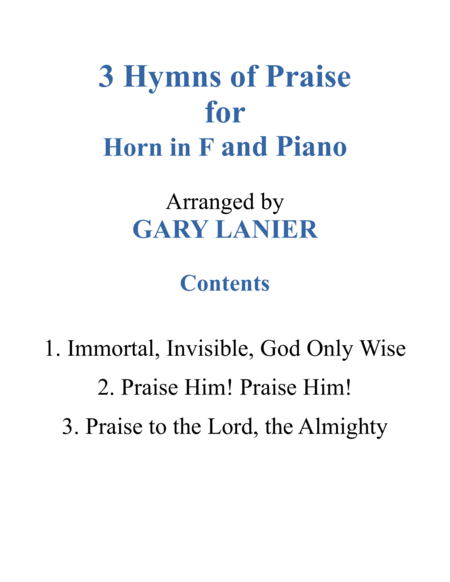 Gary Lanier: 3 HYMNS of PRAISE (Duets for French Horn & Piano) image number null