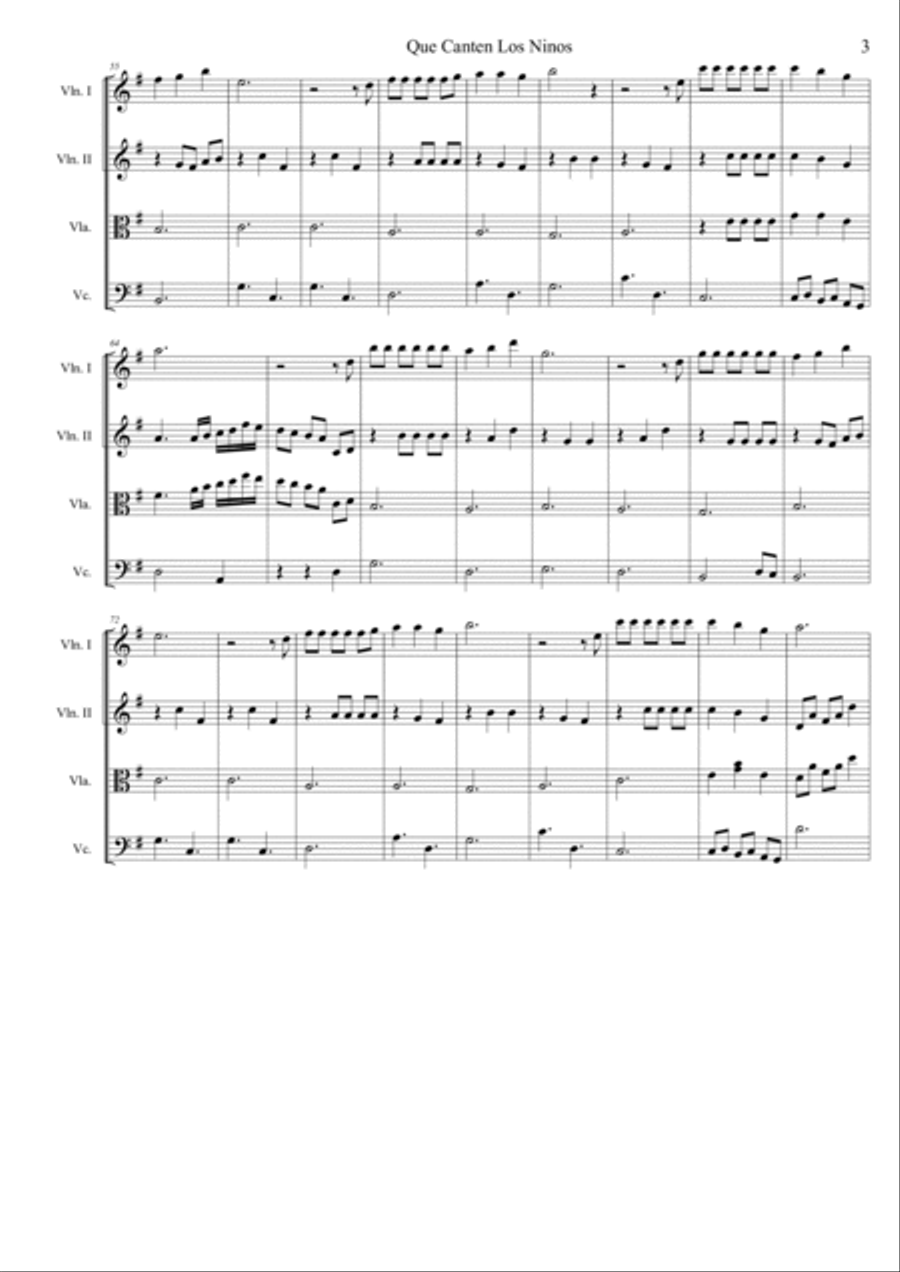 Que Canten Los Ninos Que Canten Los Ninos String Quartet scores gallery preview page 3