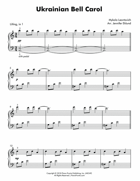 Ukrainian Bell Carol (Intermediate Piano) image number null