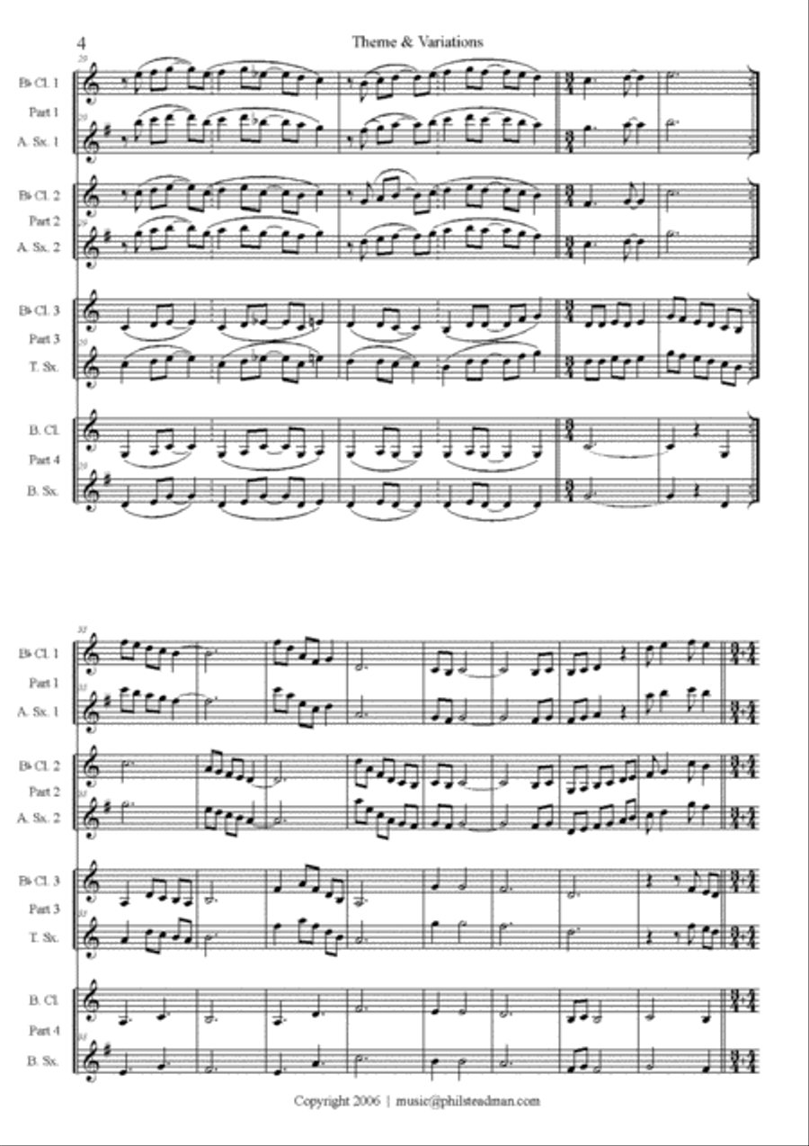 Theme & Variations for flexible Woodwind quartet Woodwind Quartet scores gallery preview page 4