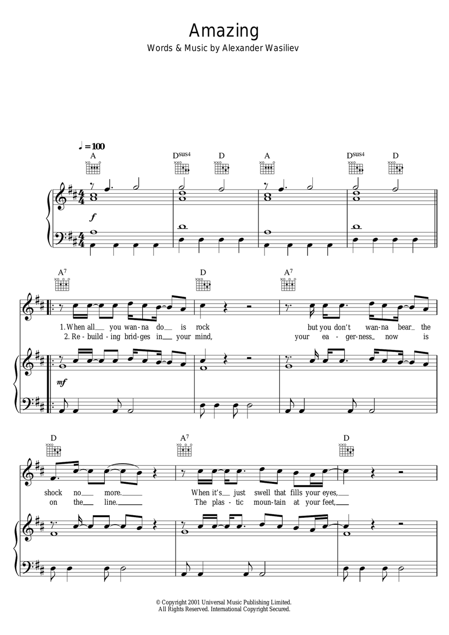 Amazing Amazing Piano, Vocal scores gallery preview page 1