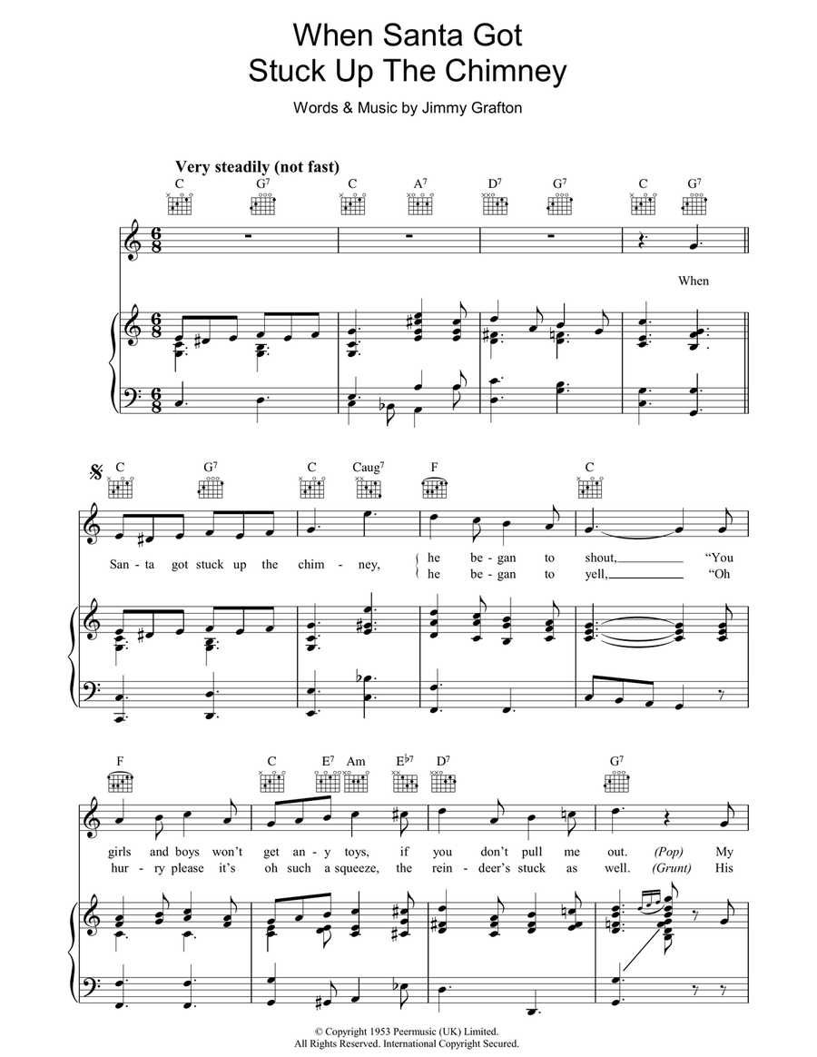 When Santa Got Stuck Up The Chimney Piano, Vocal, Guitar scores gallery preview page 1