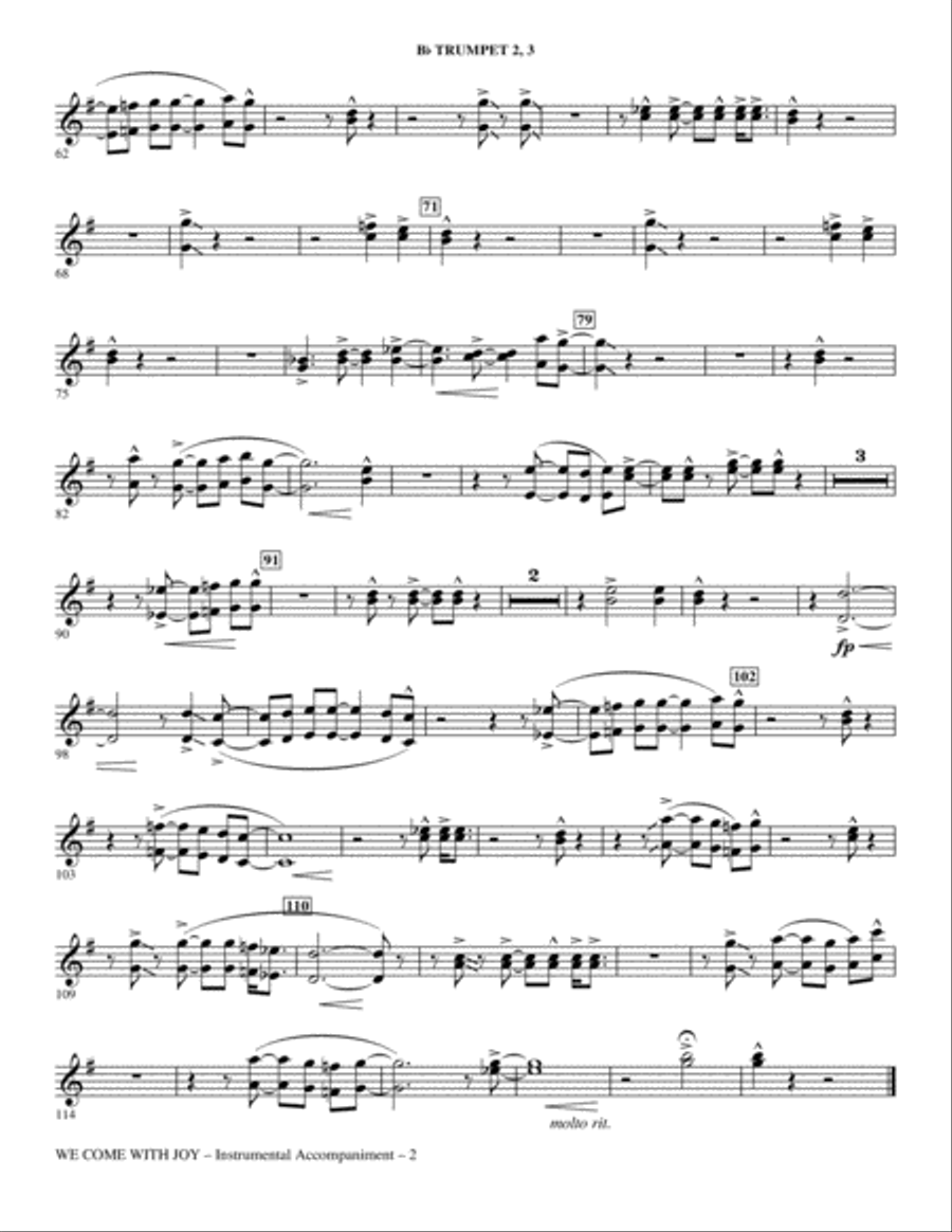 We Come With Joy Orchestration - Trumpet 2 & 3 Choir scores gallery preview page 2