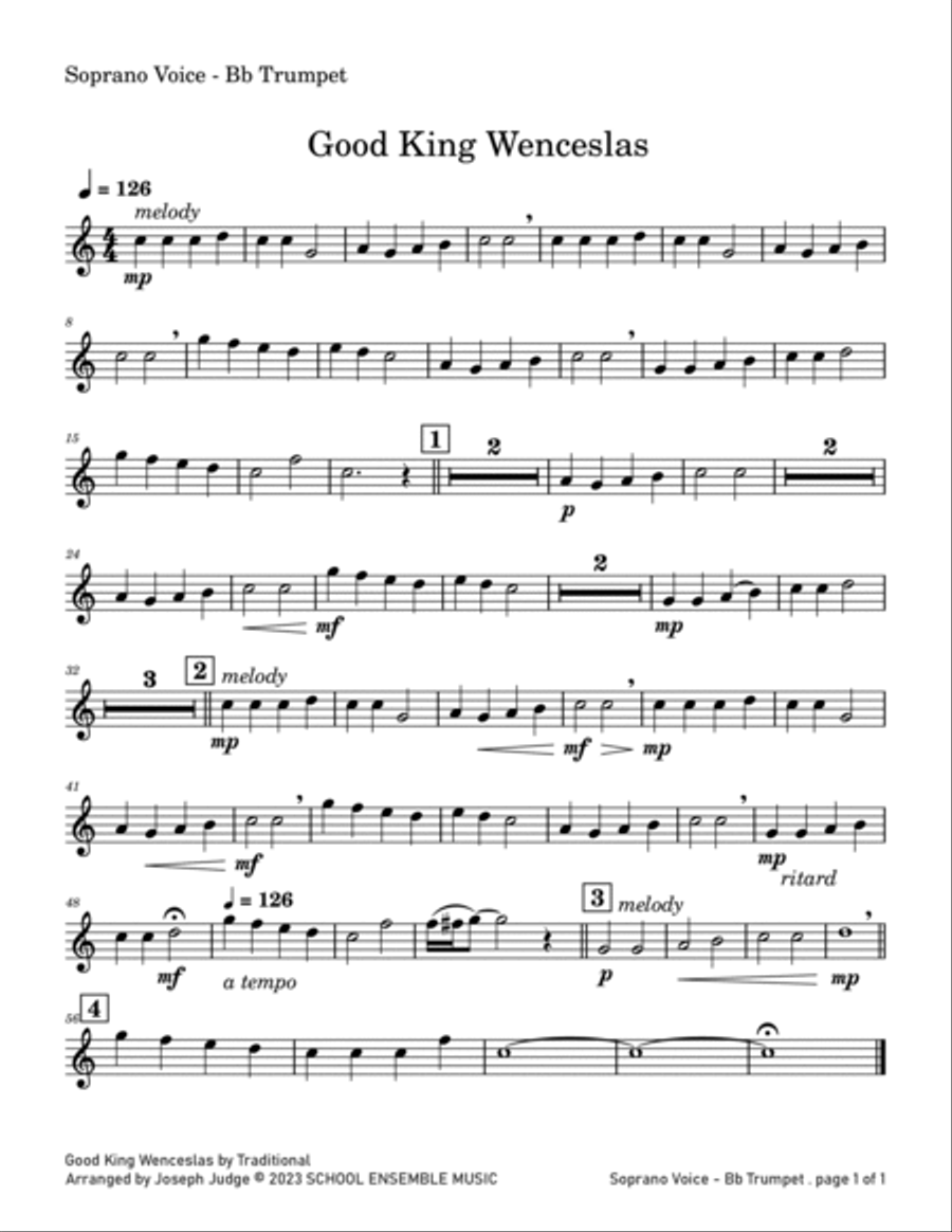 Good King Wenceslas for Brass Quartet in Schools Brass Quartet scores gallery preview page 5