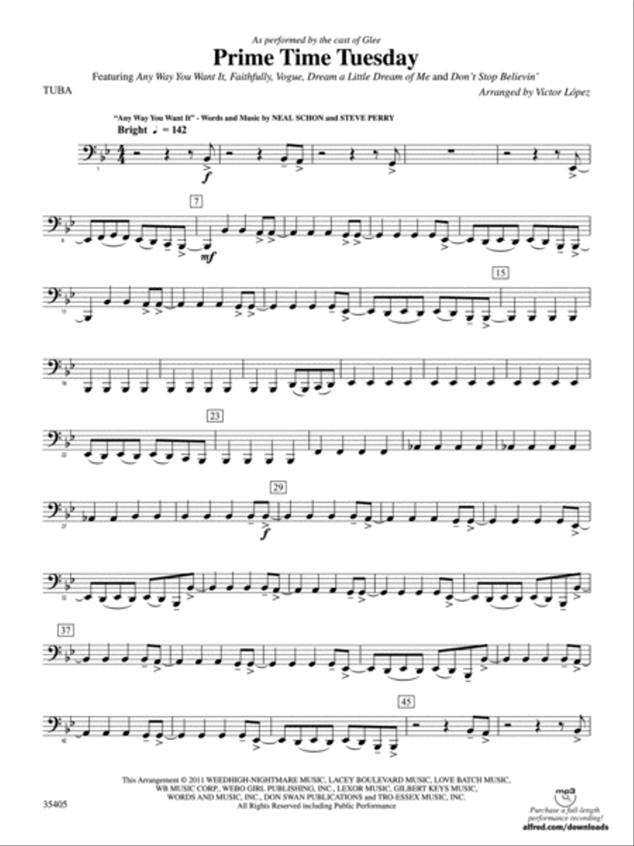 Prime Time Tuesday: Tuba Concert Band scores gallery preview page 1