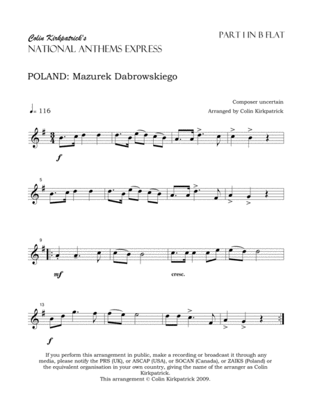 Poland National Anthem: Mazurek Dabrowskiego image number null