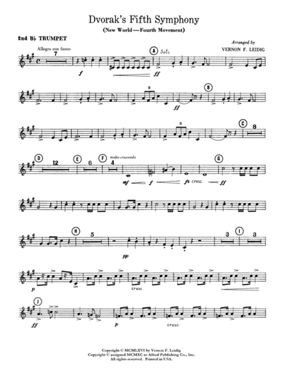 Dvorák's 5th Symphony ("New World," 4th Movement): 2nd B-flat Trumpet