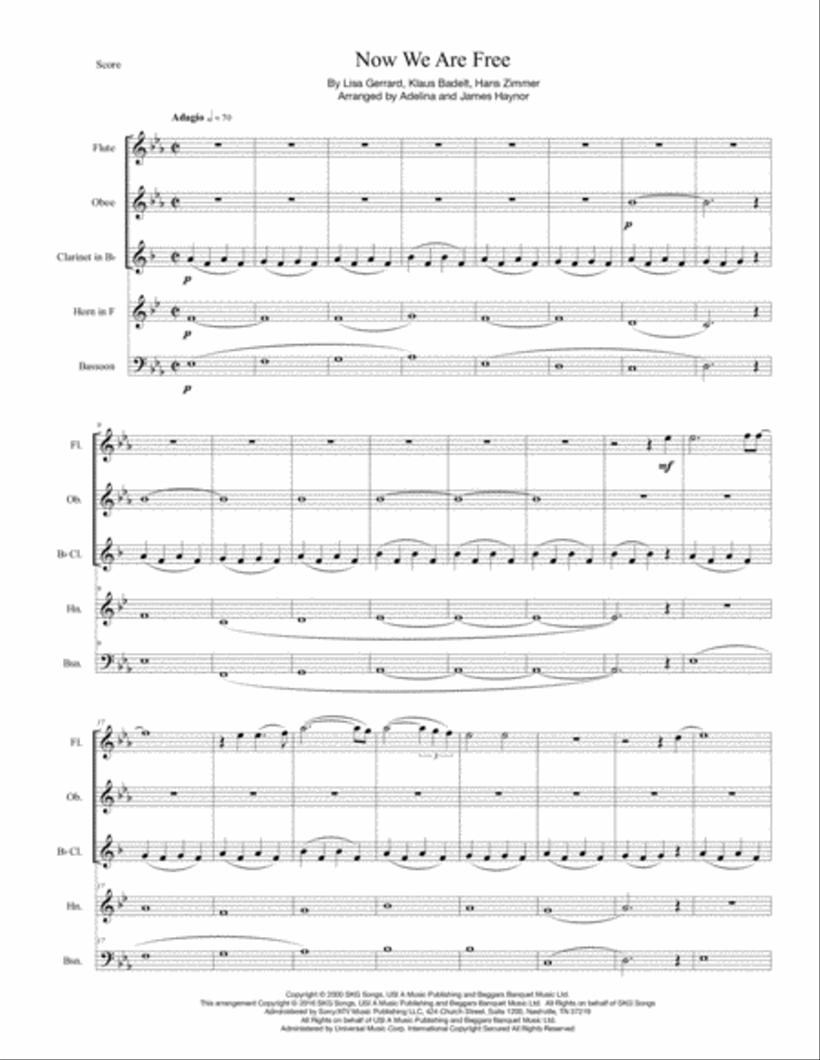 Now We Are Free Woodwind Quintet scores gallery preview page 3