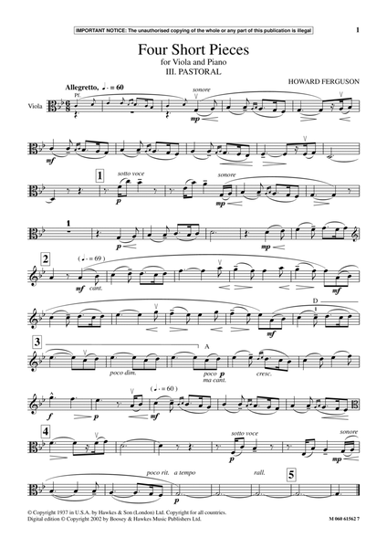 III. Pastoral (from Four Short Pieces For Viola And Piano)
