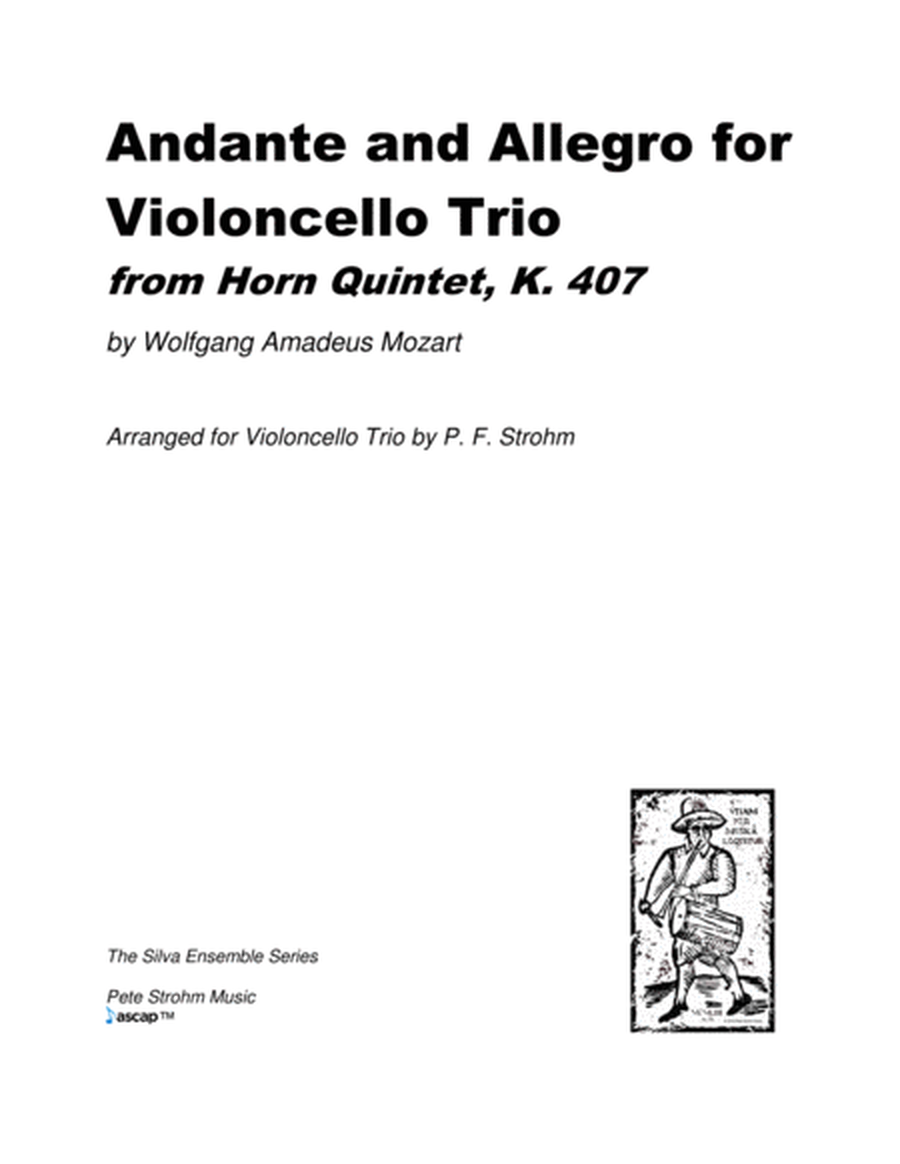 Andante and Allegro for Violoncello Trio, from Horn Quintet, K. 407 - Score Only image number null