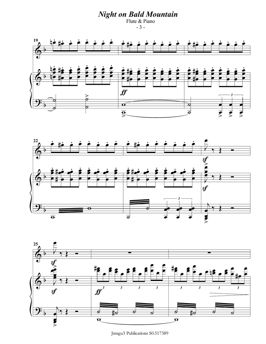 Mussorgsky: Night on Bald Mountain for Flute & Piano Flute Solo scores gallery preview page 3