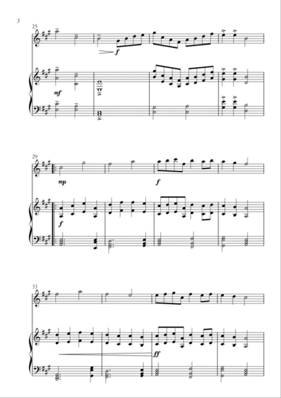 Christ the Lord is Risen Today (Jesus Christ is Risen Today) for Flute and Piano in A major. Interme Small Ensemble scores gallery preview page 4